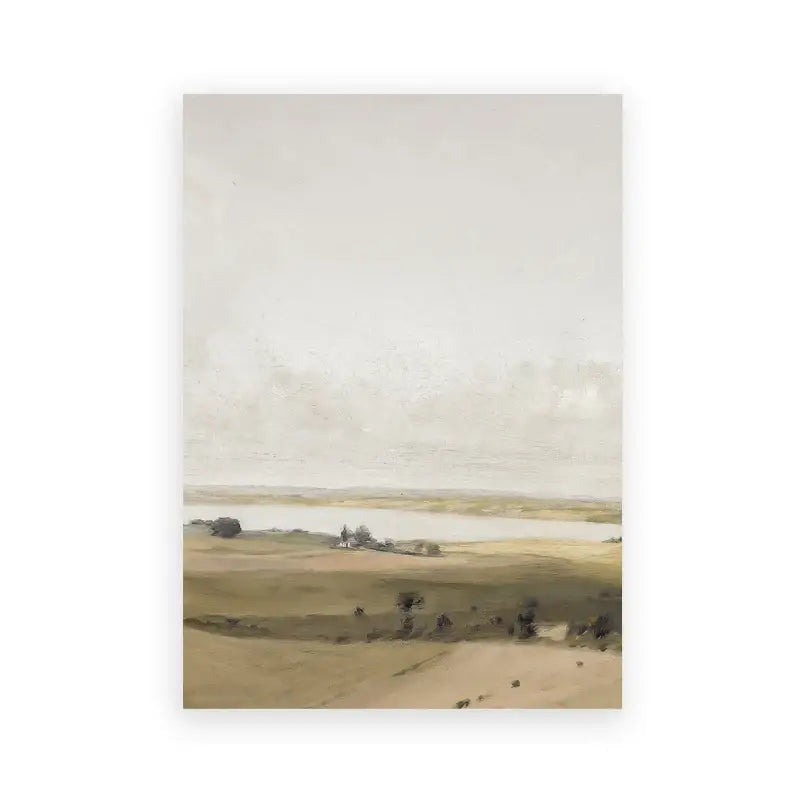 Decorbites™ vintage summer landscape oil painting print features beige tones and soft brushstrokes ideal for gallery wall