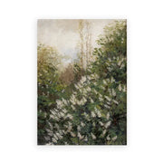 Decorbites™ vintage summer landscape oil painting print featuring lush green foliage and white blossoms for gallery wall