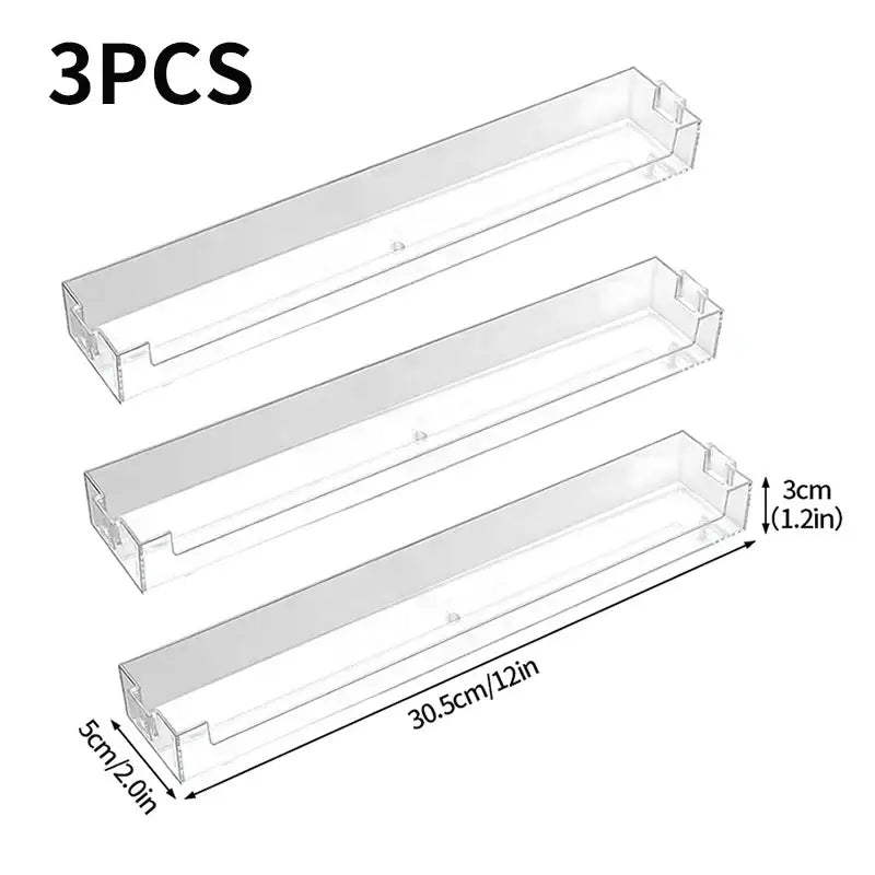 Decorbites wall mounted transparent clear acrylic storage rack trays 30.5cm long 5cm wide 3cm deep for figures
