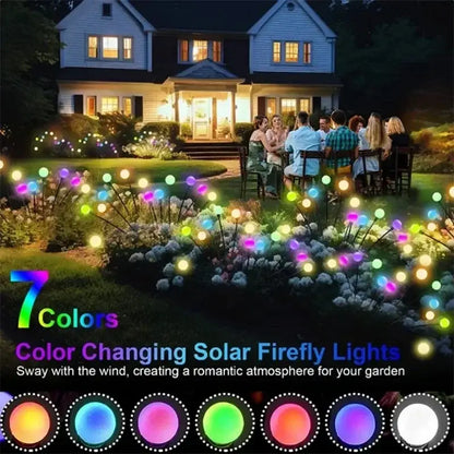 Decorbites warm white solar led firework lights with color-changing spherical bulbs on thin stakes for outdoor decor