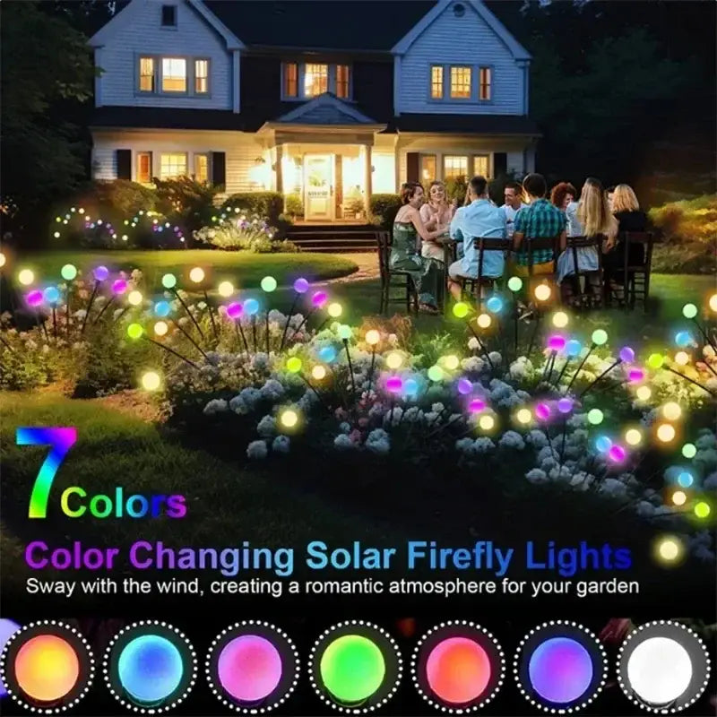 Decorbites warm white solar led firework lights with color-changing spherical bulbs on thin stakes for outdoor decor