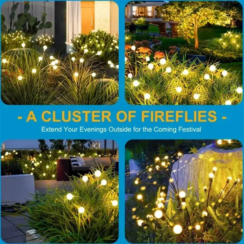 DecorBites™ warm white solar led firework lights with slender stems and spherical bulbs for outdoor ambiance