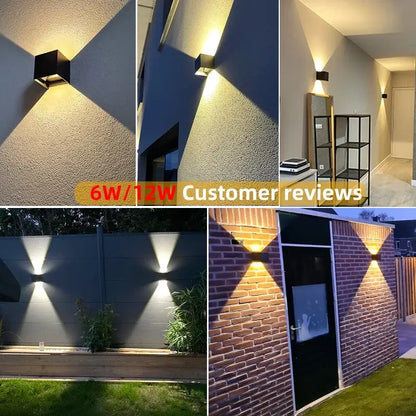 Black square decorbites™ aluminum led wall spotlights with adjustable beams for modern outdoor and indoor lighting