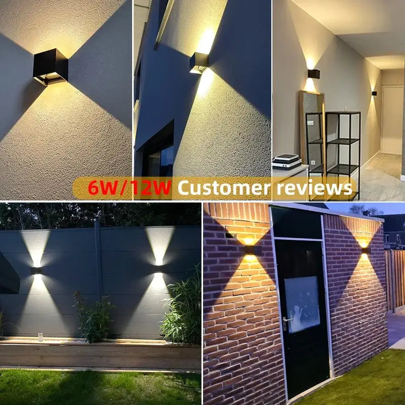 Black square decorbites™ aluminum led wall spotlights with adjustable beams for modern outdoor and indoor lighting