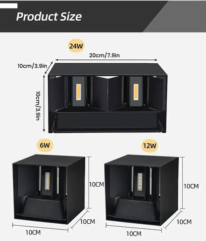 Decorbites waterproof aluminum led wall lamp black rectangular wall light with three light modules for indoor outdoor use