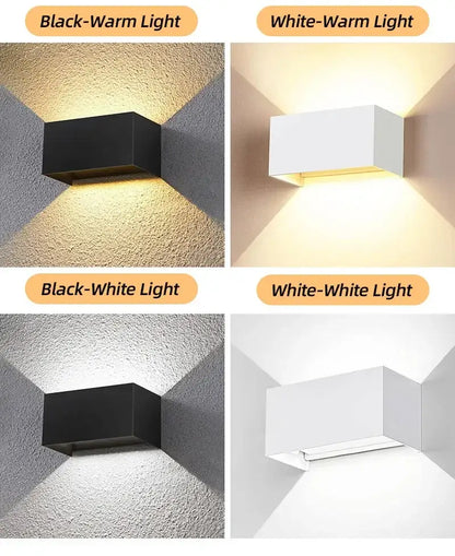 Decorbites™ modern rectangular aluminum led wall light in black or white with warm or cool light for indoor and outdoor use