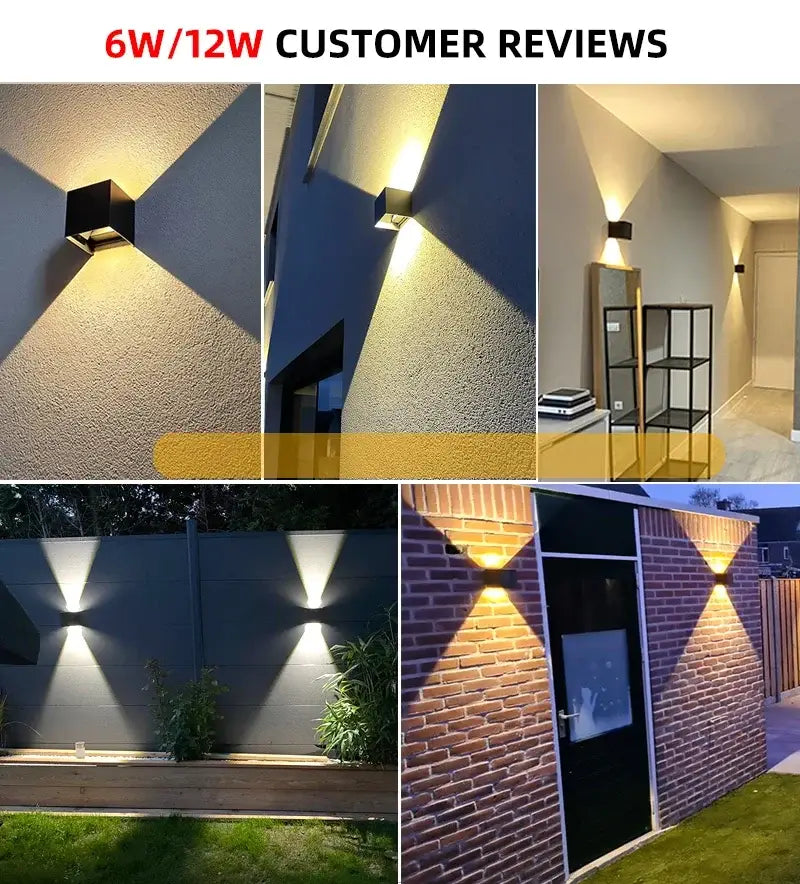 Decorbites™ waterproof aluminum led wall light in black with adjustable beams for indoor and outdoor use