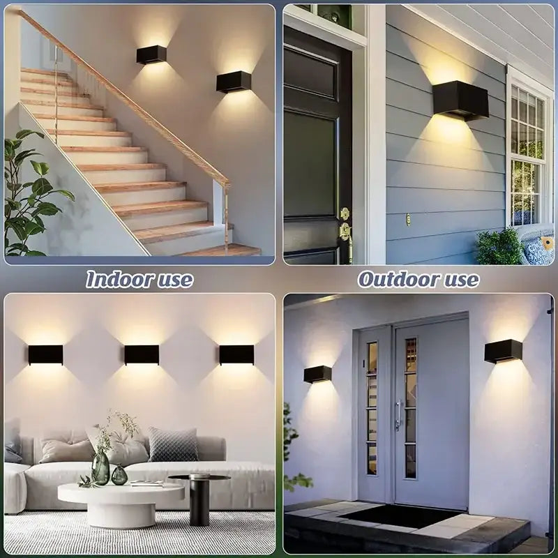 Black rectangular aluminum led wall light with modern minimalist design for indoor and outdoor use by decorbites
