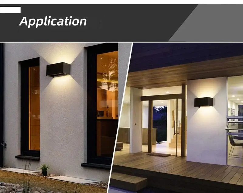 Black rectangular aluminum led wall light sconce with modern minimalist design for indoor and outdoor use by DecorBites