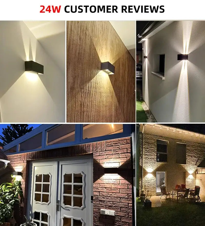 Black rectangular DecorBites aluminum led wall light with modern minimalist design for outdoor and indoor use