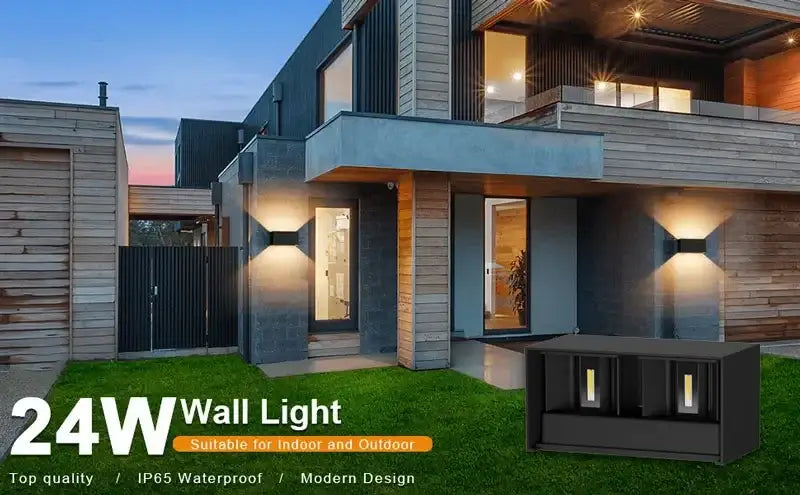 Black 24w aluminum led wall light by decorbites with modern design for indoor and outdoor use