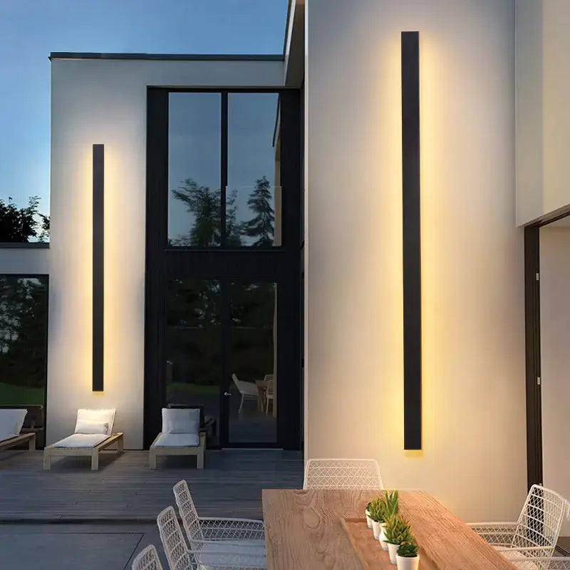 Modern black rectangular decorbites waterproof led outdoor wall light with warm yellow led long wall lighting