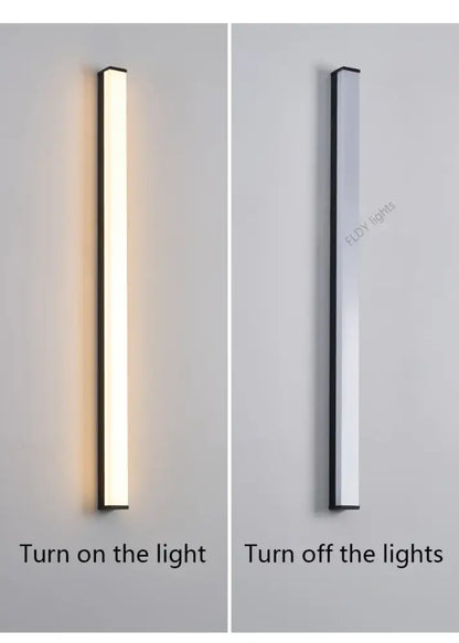 Modern slim decorbites™ waterproof led outdoor wall light with sleek black frame and frosted glass panel illuminated