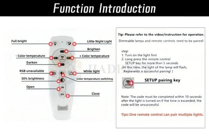 White plastic remote control with labeled buttons for lighting functions of decorbites waterproof led outdoor wall light