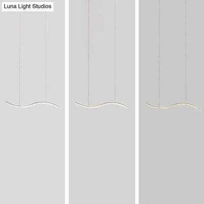 Modern minimalist silver gold DecorBites™ wavy K9 crystal LED pendant lighting with remote control for dining room ceiling