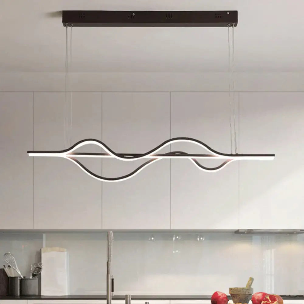 Modern black and white led pendant light with wavy acrylic design from decorbites ideal for 220v-240v and 110v-120v kitchens
