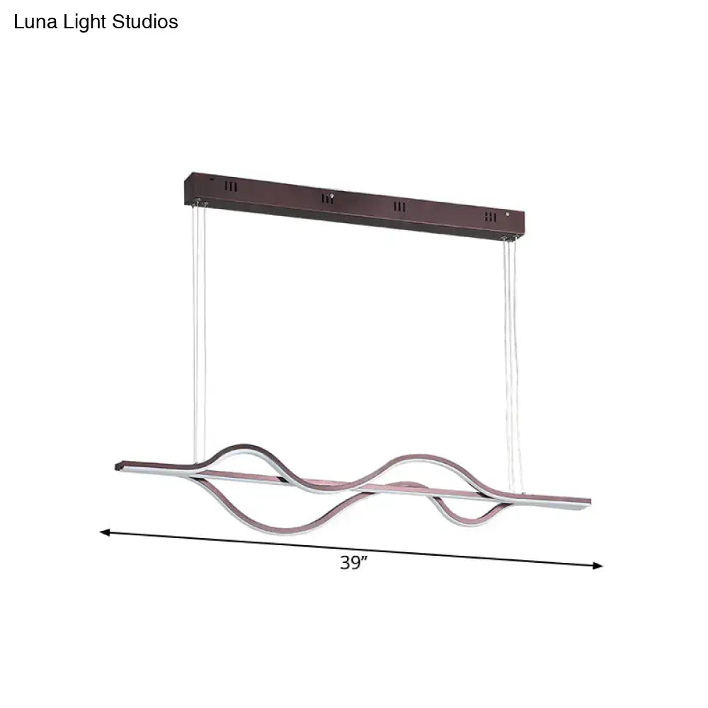 Modern bronze-finished decorbites™ wavy linear island led pendant light with clear glass cords in brown 220v-240v 110v-120v