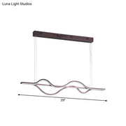 Modern bronze-finished decorbites™ wavy linear island led pendant light with clear glass cords in brown 220v-240v 110v-120v