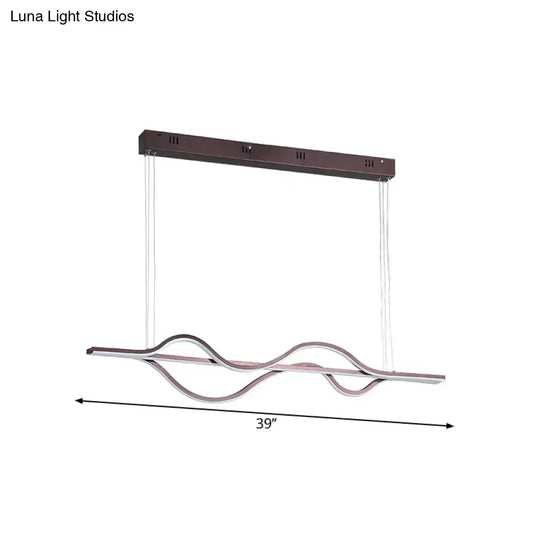 Modern bronze-finished decorbites™ wavy linear island led pendant light with clear glass cords in brown 220v-240v 110v-120v