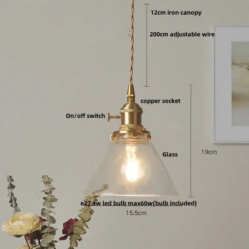 Vintage walnut and white glass led pendant light with brass-finished copper socket and twisted iron canopy for kitchen lighting