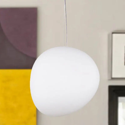 Decorbites white glass oval ceiling pendant light with sleek matte white glass oval design hanging from thin cord