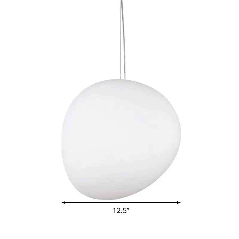 Decorbites white glass oval ceiling pendant light in frosted glass with sleek rounded shape and slender metallic chain
