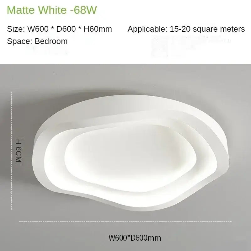 Matte white modern oval-shaped led ceiling lamp with layered concentric rings for minimalist home decor