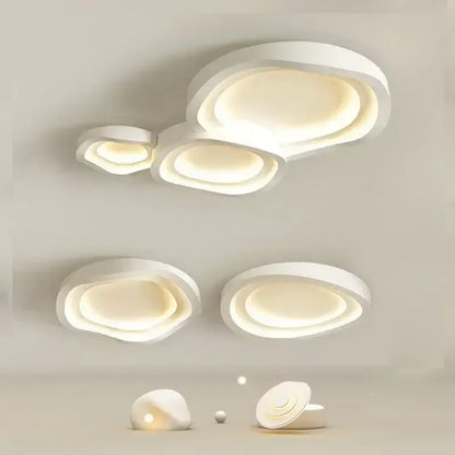 Modern minimalist decorbites™ white led ceiling lamps shaped like clouds with soft glowing illumination for home lighting