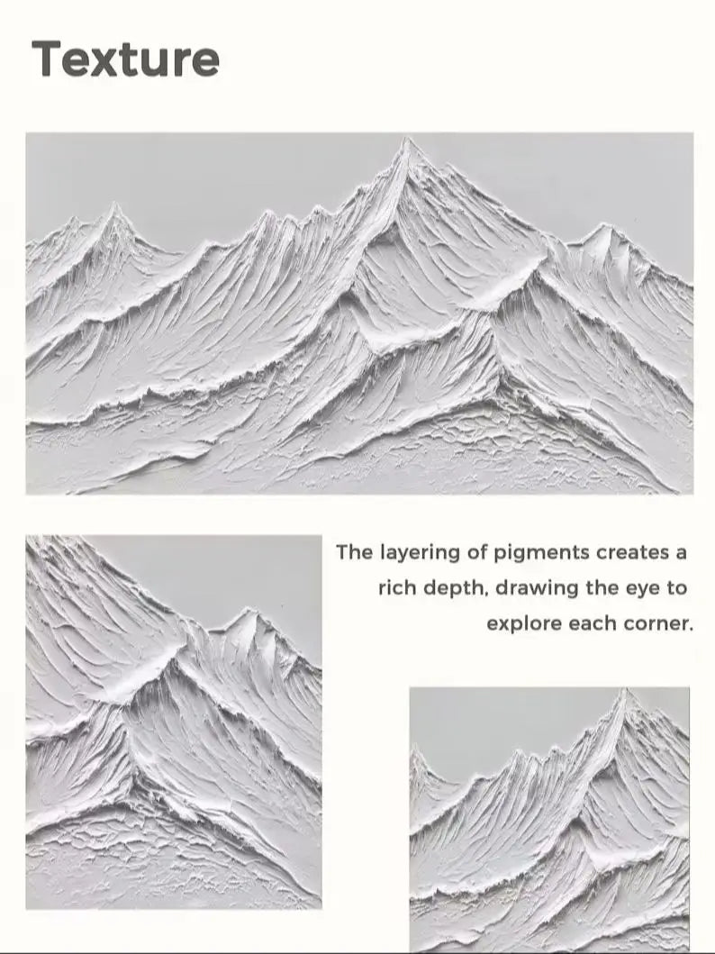 White Mountain 3D Canvas Wall Art - Posters