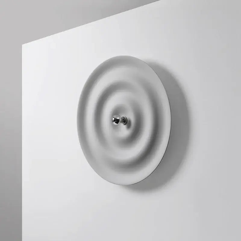 DecorBites™ white nordic bauhaus round lamp with minimalist white ceramic sconce and polished chrome center knob