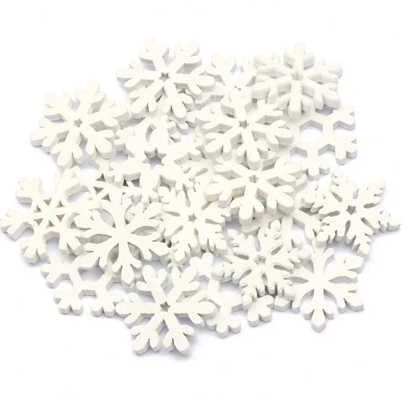 DecorBites™ White Wooden Snowflake Slices for Christmas Crafts