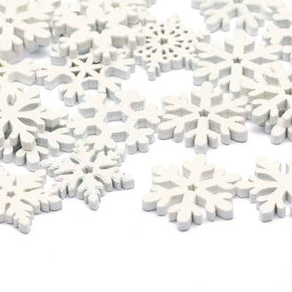White Wooden Snowflake Slices for Christmas Crafts - Vase
