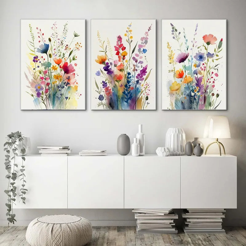 Wildflowers Watercolour Poster Set - Canvas Wall Art - Posters