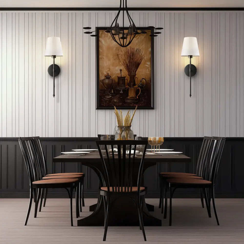 Decorbites wireless wall sconces set of 2 mounted in dining room with modern design and warm lighting