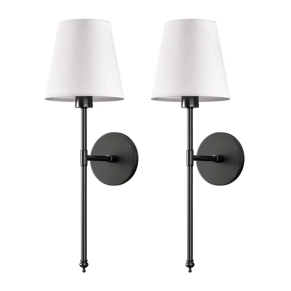 DecorBites™ wireless wall sconces set of 2 with white shades provide elegant wireless wall lighting solutions