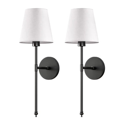 DecorBites™ wireless wall sconces set of 2 with white shades provide elegant wireless wall lighting solutions