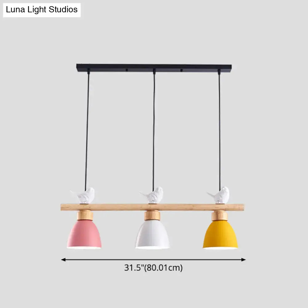Decorbites wood and metal macaron bowl pendant light with pastel ceramic shades wooden accents and e26 e27 sockets