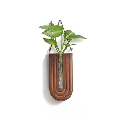 Wooden Flower Vase Wall Mount Holder - B - Vase