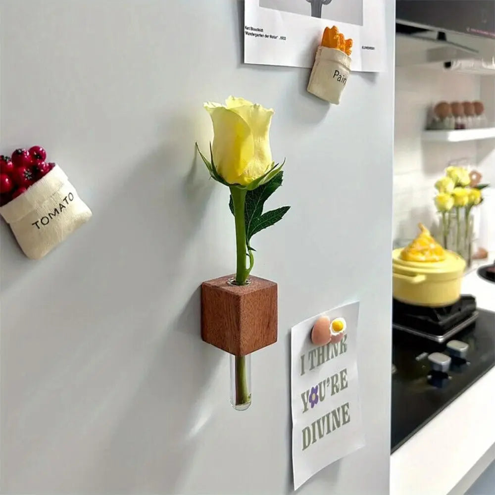 Wooden Magnetic Test Tube Vase for DIY Flower Arrangement - Vase