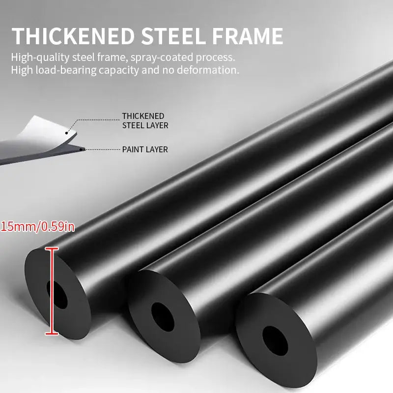 Black cylindrical steel rods with thickened frame and spray-coated paint in decorbites wooden plant stand shelf tiered display