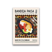 Decorbites™ world cuisine canvas wall art featuring a black skillet with colorful colombian bandeja paisa ingredients