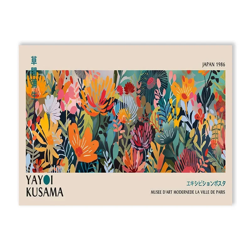 Yayoi Kusama Flower Art Poster - Large Canvas Print - 50x150cm No Frame / 04 - Posters