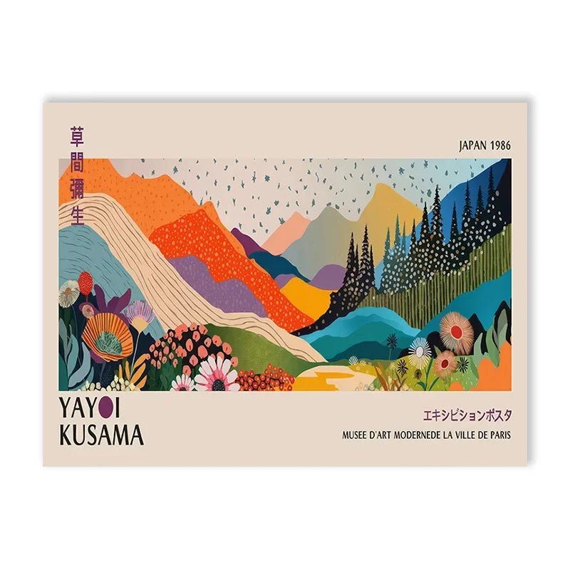 Yayoi Kusama Flower Art Poster - Large Canvas Print - 50x150cm No Frame / 05 - Posters