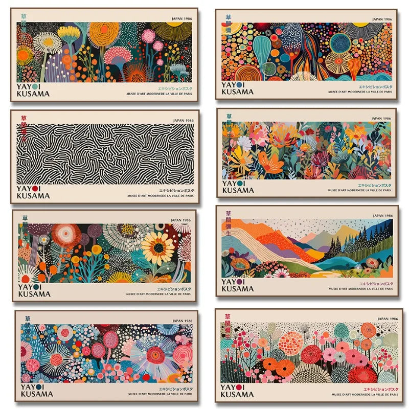 Yayoi Kusama Flower Canvas Wall Art - Posters