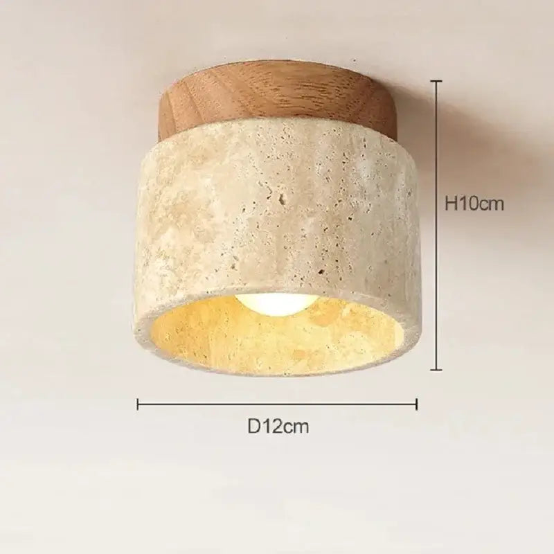 DecorBites™ yellow marble ceiling light with rustic concrete and wood finish for home or commercial spaces
