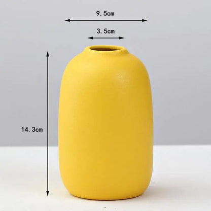 DecorBites™ yellow porcelain flower vase with smooth matte finish and rounded body for elegant home decor