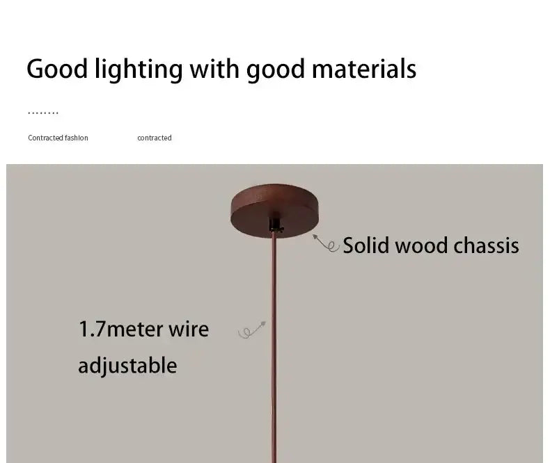 DecorBites™ Yellow Stone LED pendant chandelier with a warm bronze solid wood chassis and 1.7-meter adjustable wire