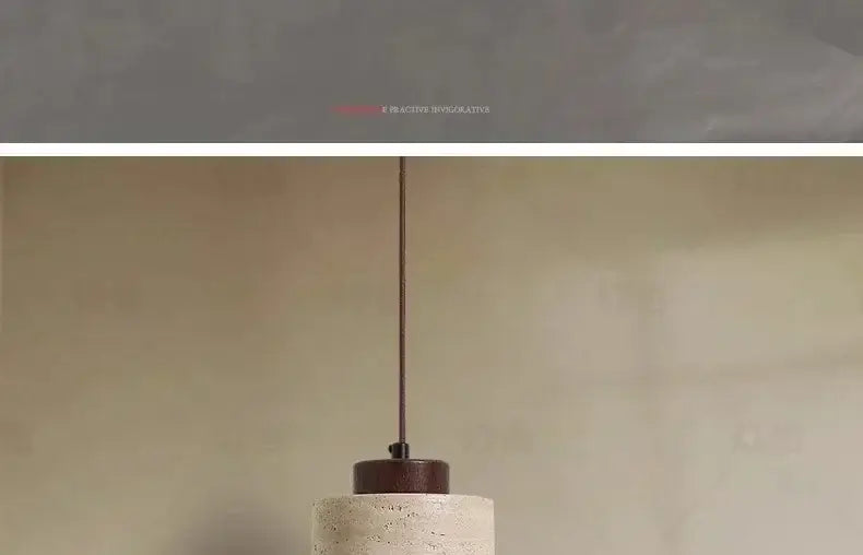 Decorbites yellow stone led pendant chandelier with concrete texture and dark metal suspension rod retro nordic style stone chandelier