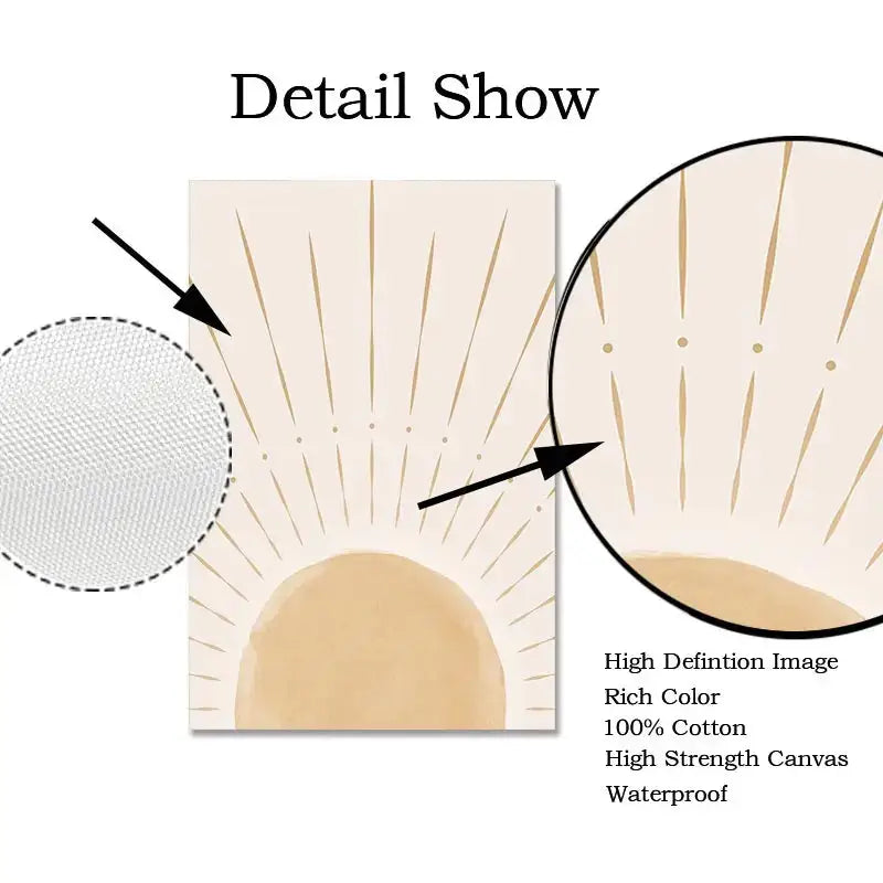 Beige sun rising horizon wall art print on 100% cotton waterproof high-strength material by DecorBites™