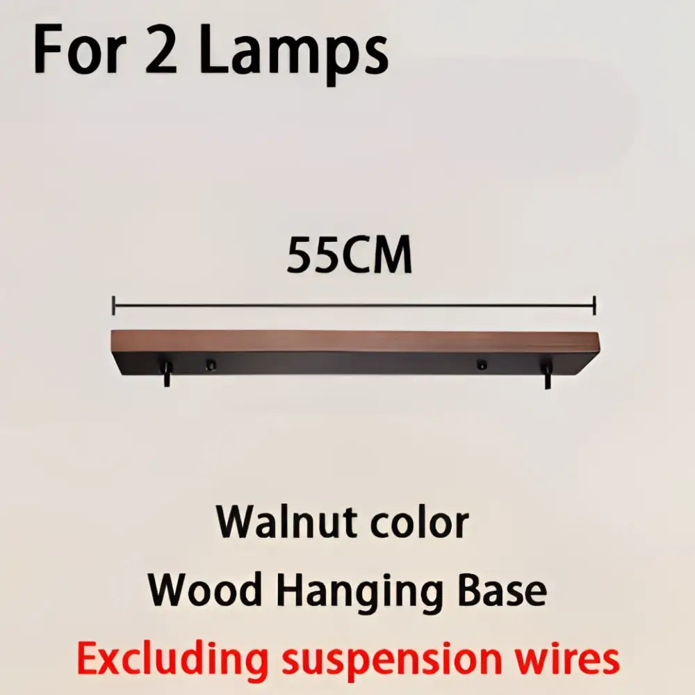 Walnut-colored wooden hanging base for two lamps 55cm long for decorbites™ yellow travertine stone pendant light